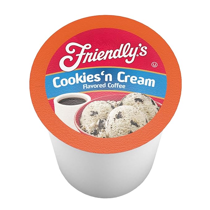 Friendly's Chocolate and Vanilla Flavored Coffee Pods for Keurig K Cup Brewers Cookies &amp Cream 40 Count (Pack of 1)
