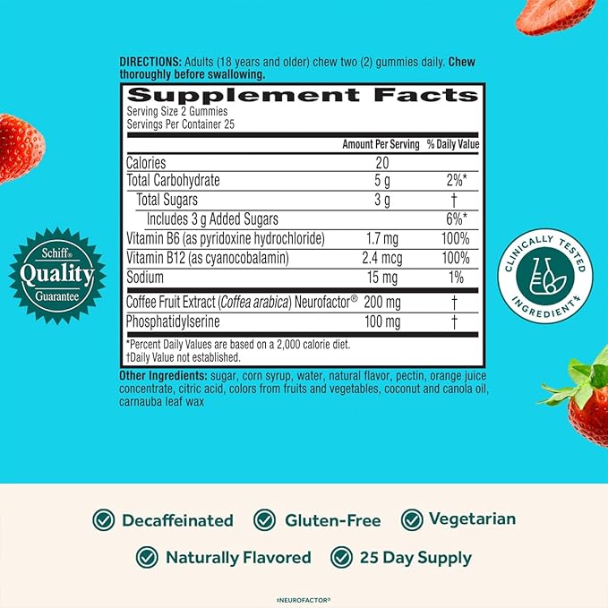 NEURIVA Plus Brain Supplement for Memory Focus &amp Concentration + Cognitive Function with Nootropics Phosphatidylserine and Neurofactor VIT B6 &amp B12 Strawberry Flavor 50 Gummies (3 Pack)
