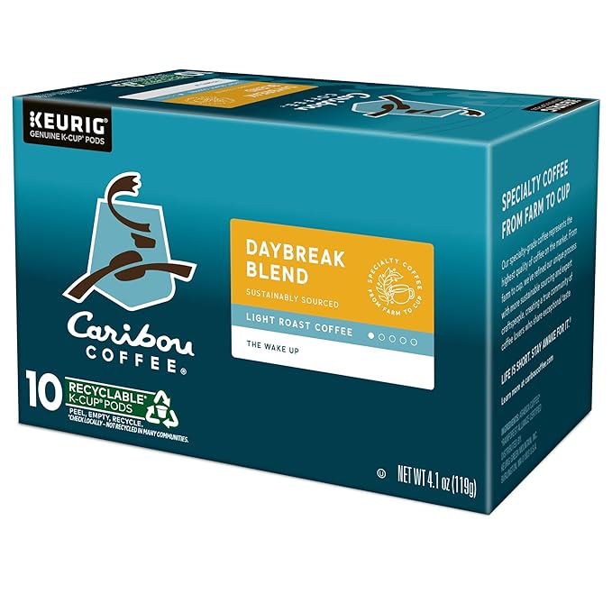 Caribou Coffee Daybreak Blend Keurig Single-Serve K-Cup Pod Light Roast Coffee(Pack of 6 60 Count Total)