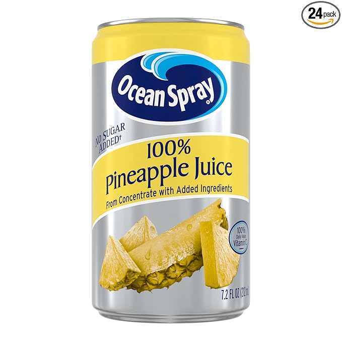 Ocean Spray 100% Pineapple Juice 7.2 oz Cans (Pack of 24)