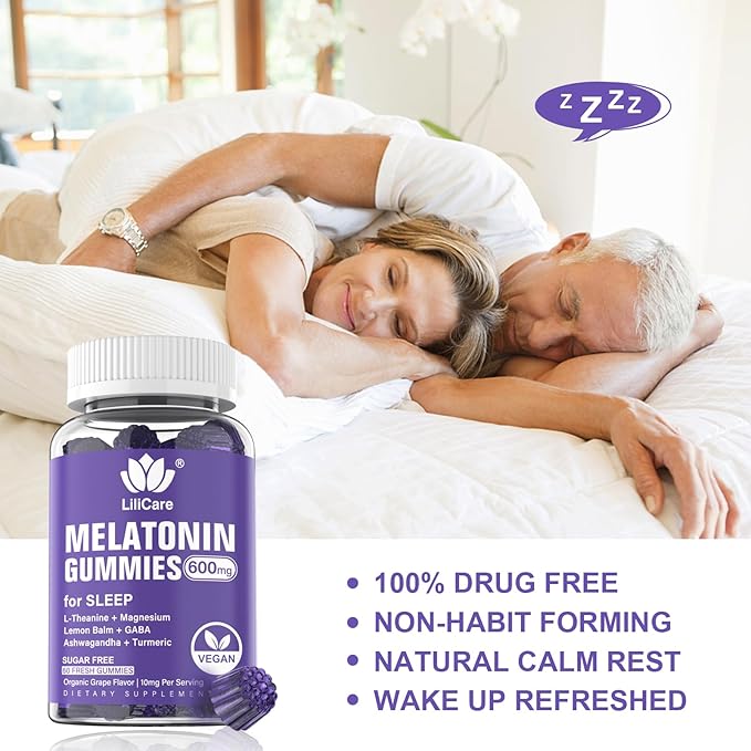 Melatonin 20mg Gummies for Adults (2 Packs) Extra Strength with L-Theanine Ashwagandha Magnesium Turmeric GABA Lemon Balm and Chamomile for Supports Healthy Circadian Rhythm Grape Flavor 120ct