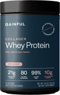 Gainful Collagen Whey Protein Powder 21g Protein per Serving Unflavored Supports Muscle Recovery Joint Health and Skin Hydration with Grass-Fed Collagen Peptides Vitamin C 14 Servings