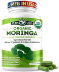 PURA VIDA MORINGA Organic Moringa Capsules Pure Moringa Leaf Powder Single Origin for Energy Metabolism &amp Immune Support 120ct 500mg Caps