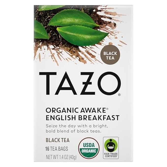 TAZO Organic Awake English Breakfast Black Tea-Bags Bold Traditional Breakfast-Style Black Tea 96 Bags (Pack of 2)