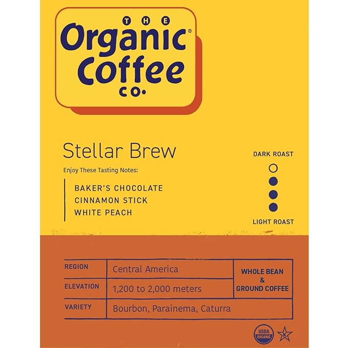 THE ORGANIC COFFEE CO. Whole Bean Stellar Brew 32 Ounce