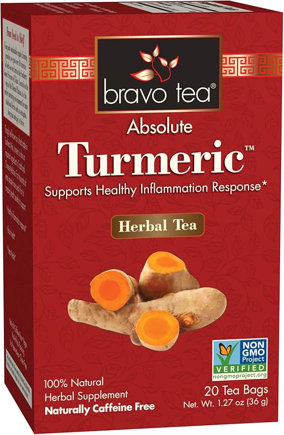 Bravo Tea Absolute Turmeric Herbal Tea Caffeine Free 20 Tea Bags 6 Count