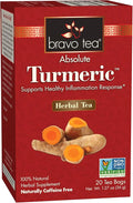 Bravo Tea Absolute Turmeric Herbal Tea Caffeine Free 20 Tea Bags 6 Count