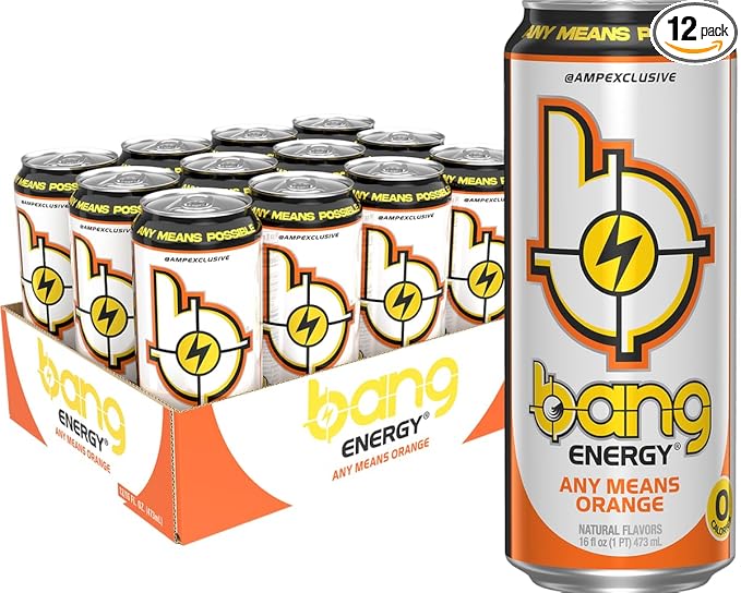 Bang Energy Any Means Orange Sugar-Free Energy Drink 16-Ounce | Pack of 12