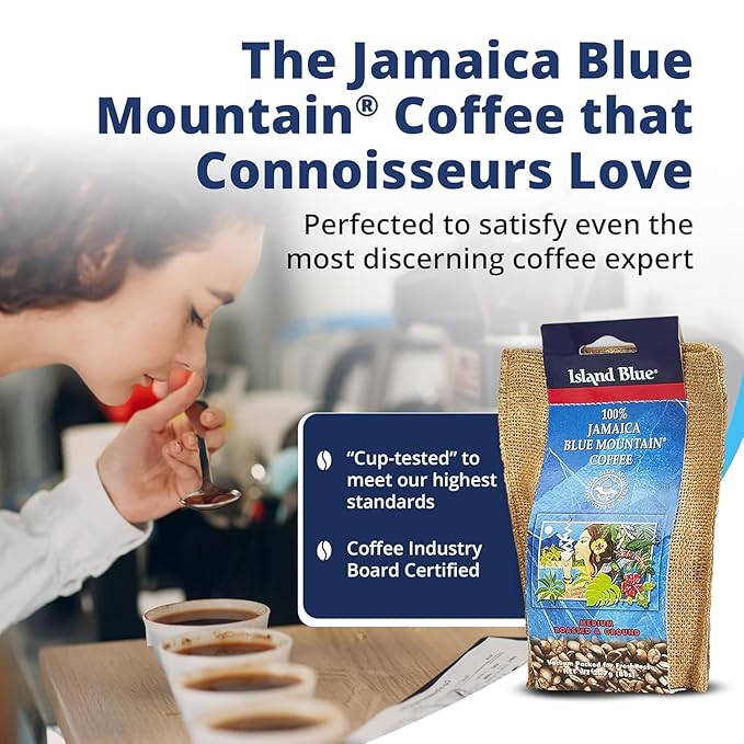 Island Blue -100% Jamaica Blue Mountain Medium Roasted Coffee - Grounds 16oz