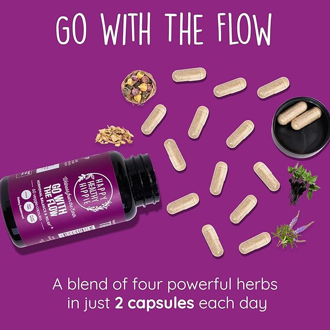 Happy Healthy Hippie Vegan Collagen Builder &amp Go with The Flow Hormone Balance for Women 180 Ct
