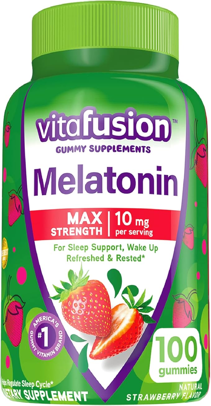 Vitafusion Max Strength Melatonin Gummy Supplements &amp Extra Strength Melatonin Gummy Vitamins 5mg 120 ct Gummies
