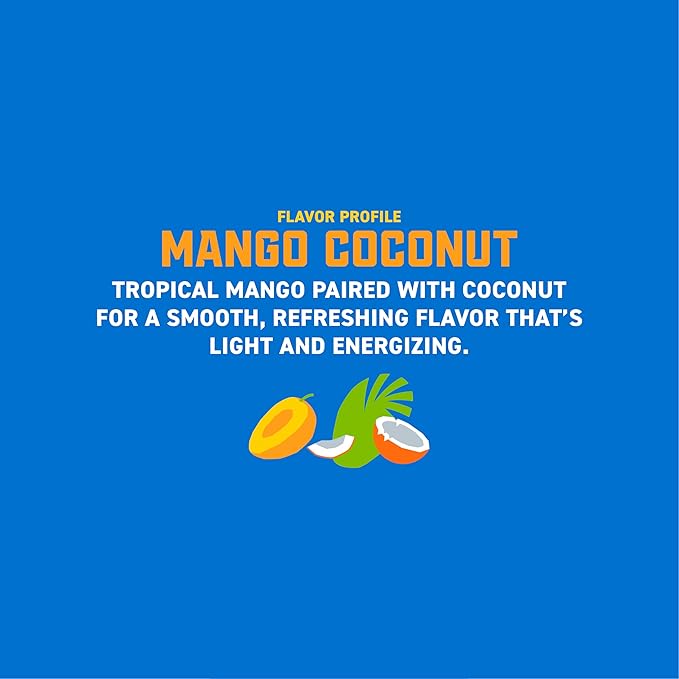 Gorilla Energy Drink Mango Coconut 200mg Natural Caffeine Real Fruit Juice Squeezed &amp Concentrated L-Theanine Taurine Ginseng Acetyl L-Carnitine No Added Sugar and No Artificial Colors 12