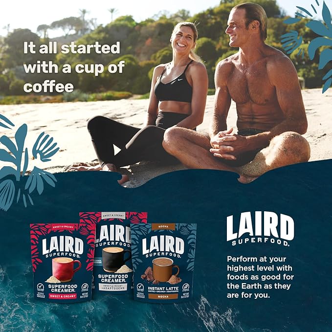 Laird Superfood Non-Dairy Coffee Creamer Mocha Shelf-Stable Superfood Non-Dairy Powder Creamer Gluten Free Non-GMO Vegan 16 oz. Bag Pack of 1