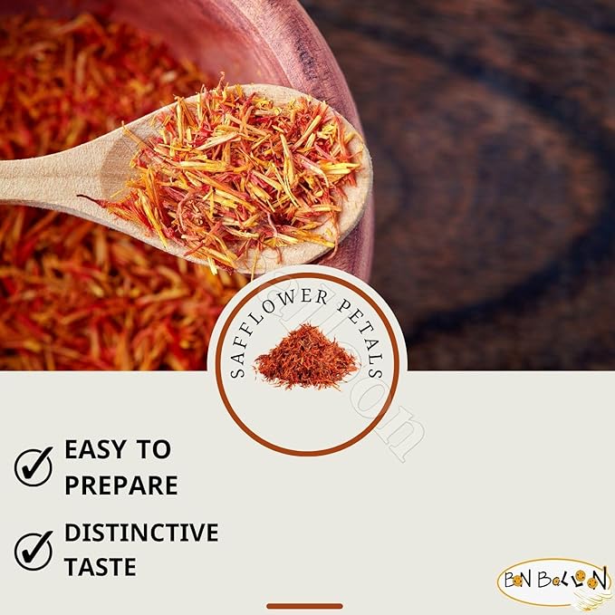 Pure &amp Natural Safflower Petals Loose Carthamus Tinctorius Dry Dried Fresh Herbal Herb Herbs Soaked Tea Cooking Seasoning Spice Spices No Preservatives Halal (17.64 oz / 500 gm) عصفر