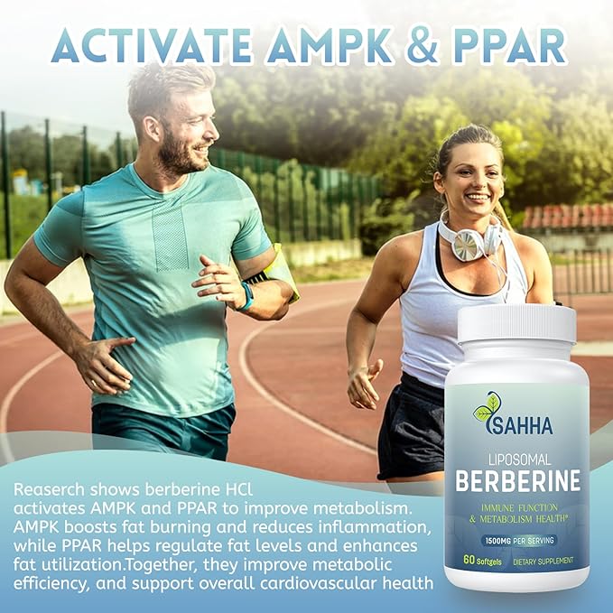 Sahha Liposomal Berberine HCL 1500mg High Bioavailability for Men and Women Overall Health Supplement