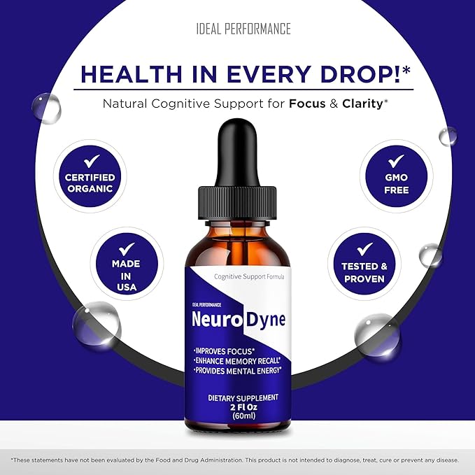 Neurodyne Drops Official Neurodyne Brain Health Supplement Droppers - Maximum Strength Advanced Nootropic Drops Support All Natural Neuro Dyne Cognitive Health &amp Function Reviews (5 Pack)