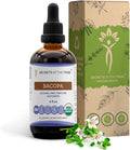 Bacopa USDA Organic | Alcohol-FREE Extract High-Potency Herbal Drops Relaxation Positive Cognitive Effect | Made from 100% Certified Organic Bacopa (Bacopa Monnieri) Dried Herb 4 oz