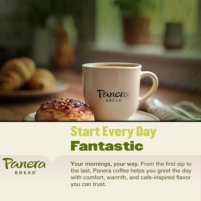 Panera Cafe Blend Decaf Ground Coffee - Medium Roast Decaf Coffee with Sweet Caramel &amp Citrus Notes - 100% Arabica Decaffeinated Ground Coffee - Smooth Balanced No Bitter Taste - 12oz Bag