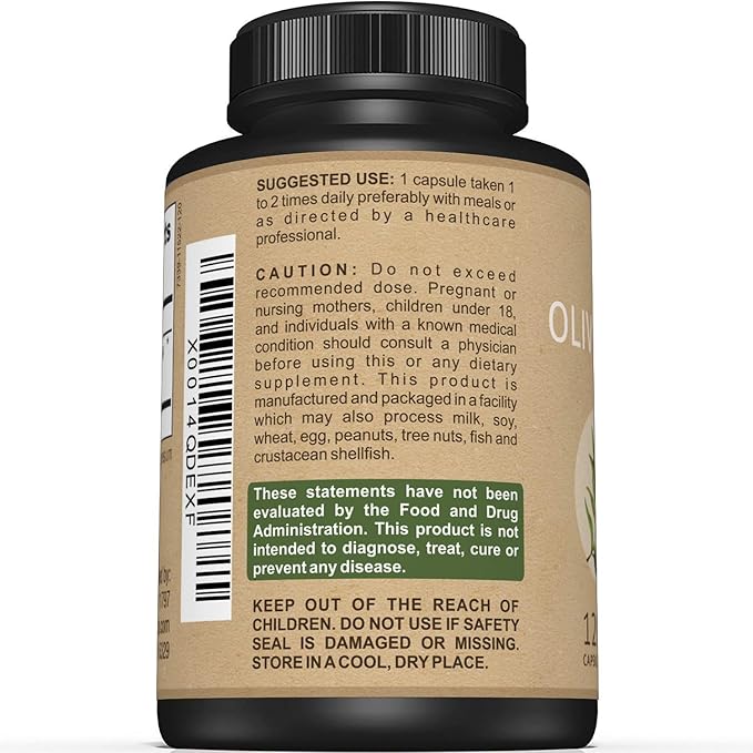 Premium Olive Leaf Extract Capsules – Standardized To 20% Oleuropein – Super Strength Olive Leaf Exact Supplement Supports Immune System &amp Cardiovascular Health – 750mg Per Capsule – 120 Capsules