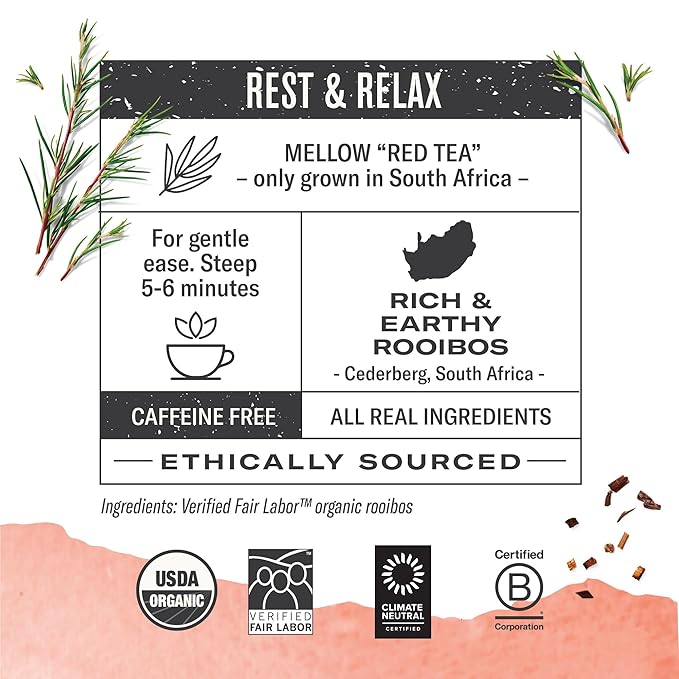 Numi - Organic Rooibos Tea 100 Bulk Herbal Tea Bags Caffeine Free