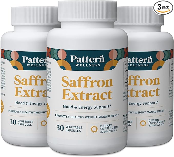 Pattern Wellness Saffron Extract – Mood &amp Wellness Support – 88.5mg Saffron Supplement – Non-GMO &amp Gluten-Free – 90 Vegetable Capsules