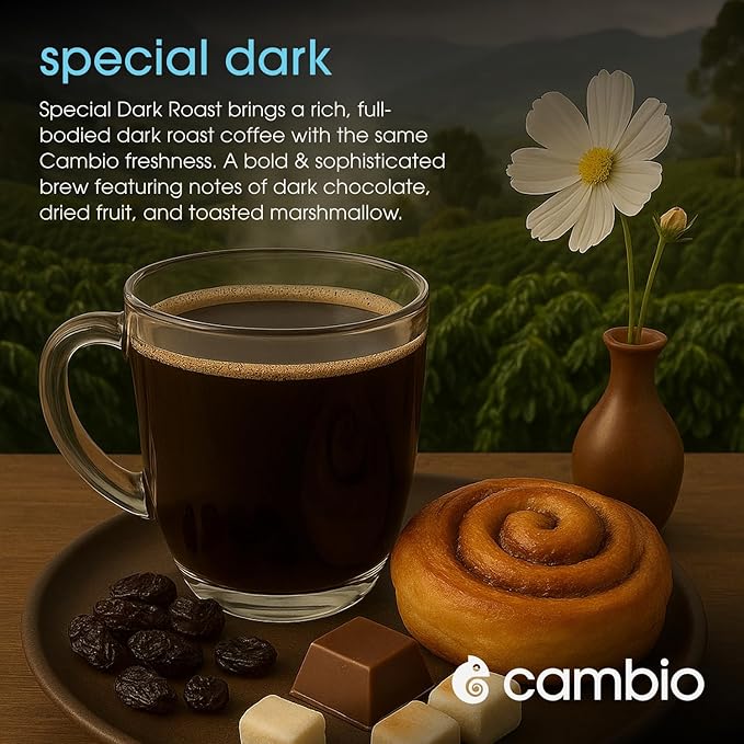 Cambio Roasters Special Dark Roast Organic Coffee Pods - The Only Organic Recyclable Aluminum Coffee Pods Small Batch Roasted Keurig® Compatible Lower Acid Bold Flavor Lasting Freshness 60 Count