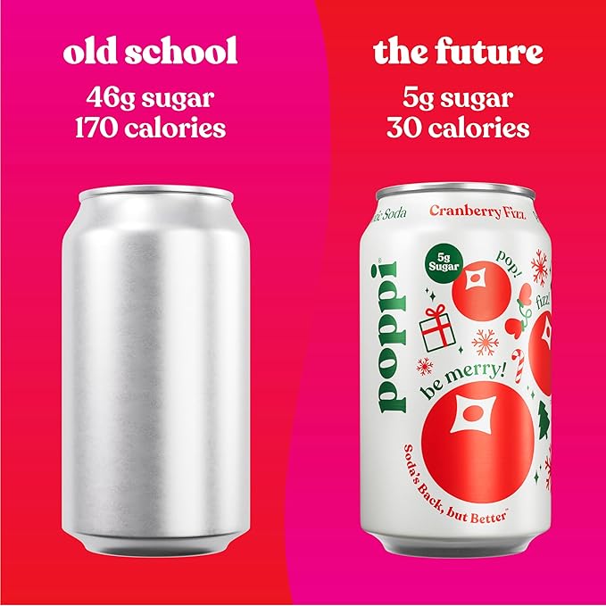 Poppi Sparkling Prebiotic Soda Beverage with Apple Cider Vinegar Seltzer Water and Fruit Juice Cranberry Fizz Flavor 12 Fl Oz Pack of 12 Packaging May Vary