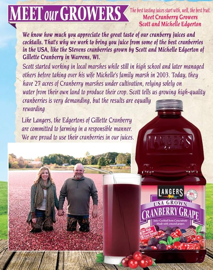 Langers Juice Cocktail Cranberry Grape 64 Fl Oz (Pack of 8)
