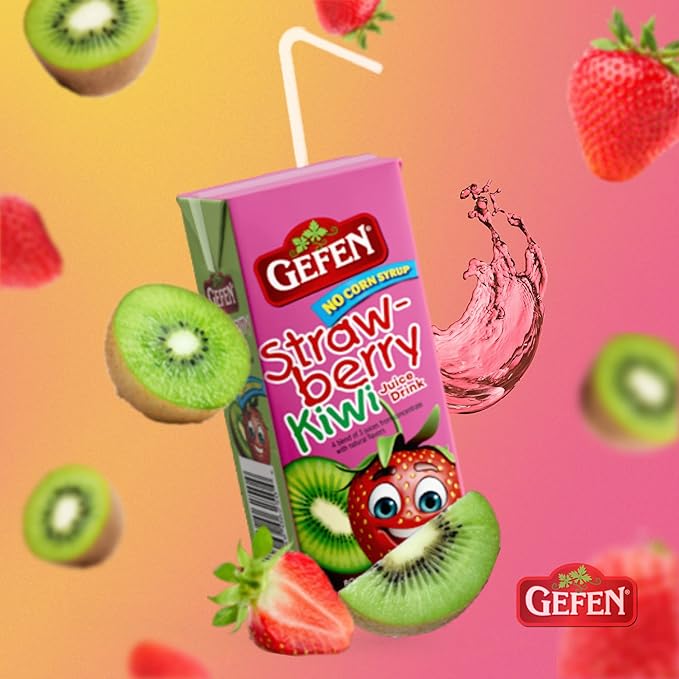 Gefen Strawberry Kiwi Juice Box Drinks with Straw (27 Pack) | No High Fructose Corn Syrup | Travel Friendly | Lunchbox Size | Kosher
