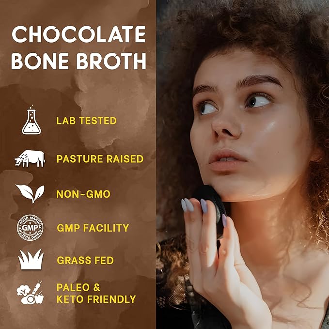 Zammex Bone Broth Protein Powder Pure Grass Fed Beef Chocolate Protein PowderHydrolyzed Collagen Supplement for Healthy SkinNailsHairJoints Non-GMOGluten Free Great in Shakes