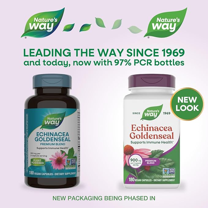 Nature's Way Premium Blend Echinacea Goldenseal 900 mg per Serving 180 Capsules