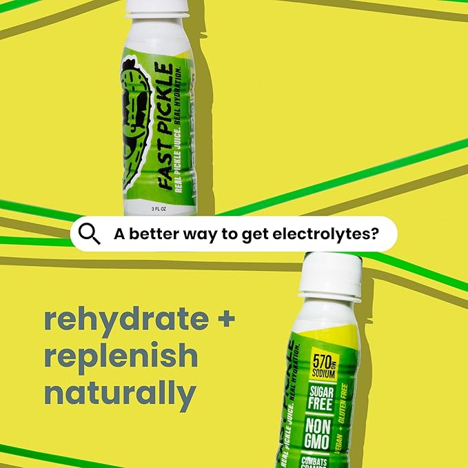 Fast Pickle Juice Pickle Shots For Leg Cramps Relief - Hydration &amp Electrolyte Support No Sugar Natural Ingredients - 3 Oz 24 Pack