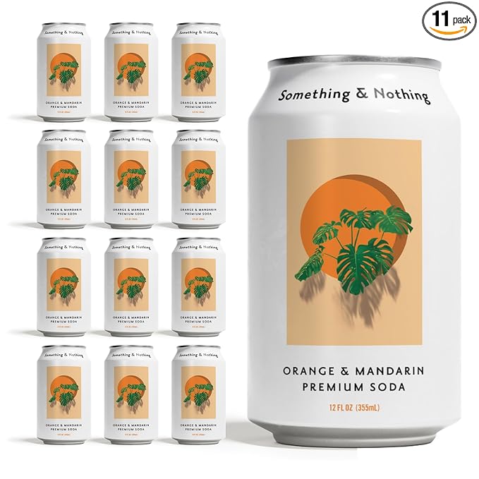 Something &amp Nothing Orange &amp Mandarin Flavored Sparkling Water | Lightly Carbonated &amp Full of Flavor with Added Grape &amp Lemon Juice | Vegan &amp Low Calorie Premium Soda | 12 Fl Oz Ca