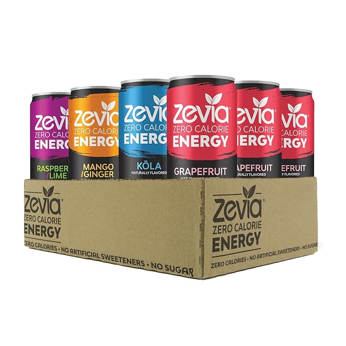 Zevia Zero Calorie Soda Cherry Cola Naturally Sweetened Soda (24) 12 Ounce Cans Cherry Cola-flavored Carbonated Soda &amp Zero Calorie Energy Drink Variety Pack 12 Ounce (Pack of 12)
