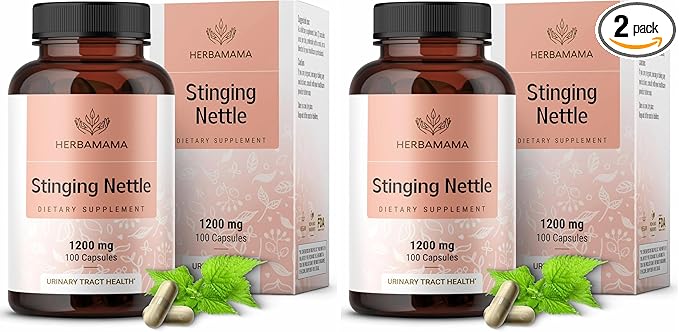 HERBAMAMA Stinging Nettle Capsules - 1200mg Stinging Nettle Root Extract for Urinary Tract Support - Vegan Non-GMO Urtica Dioica Supplement (Pack of 2)