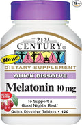 21st Century Quick Dissolve Melatonin 10mg Cherry 120 ea (Pack of 12)