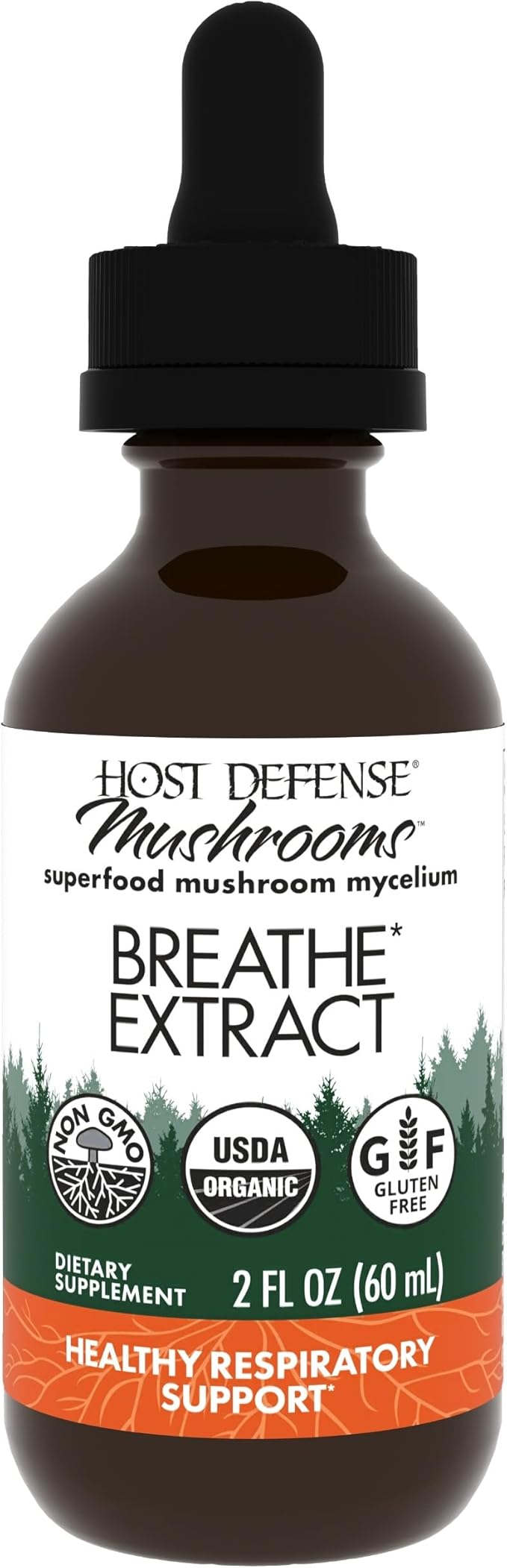 Host Defense Breathe* Extract - Immune &amp Respiratory Support Mushroom Liquid Supplement - Herbal Lung Health Supplement with Chaga Reishi &amp Cordyceps - 2 fl oz (60 Servings)*