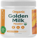 Organic Golden Milk Powder with Vitamins D3 &amp K2 Turmeric Ginger Curcumin Cinnamon KSM66 Ashwagandha Holy Basil &amp Natural Prebiotics– Delicious Unsweetened Turmeric Tea Latte- 30 Serving