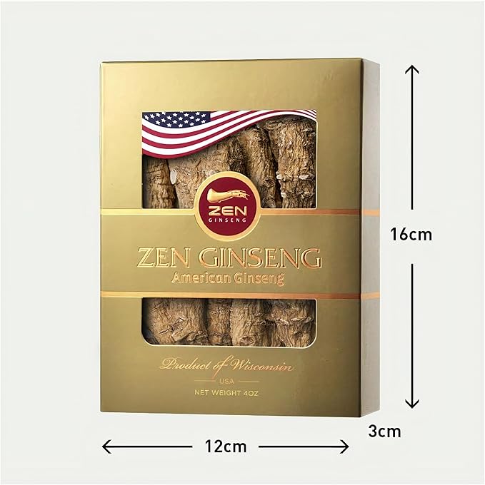 4 Boxes of Premium Large American Ginseng Root (4oz per Box) - Non-GMO Gluten Free Wisconsin Ginseng. Boosts Immunity Energy &amp Stamina for Man &amp Women