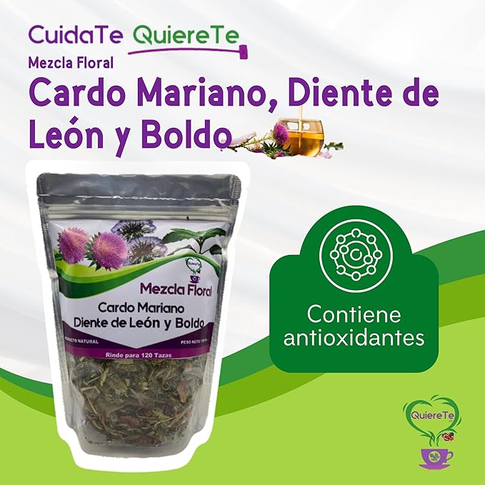 Combo Palo Azul and Cardo Mariano Quiere Te 5.3 oz (150 grams) Up to 200 Cups Milk Thistle and Kidneywood Resealable Bag Product From Mexico 100% Natural Infusion Herbal Combo 2 Bags