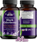 Black Elderberry Capsules | 180 Count | Sambucus Elderberry Vitamins Non-GMO Gluten Free Organic Elderberry Extract Sambucus Nigra