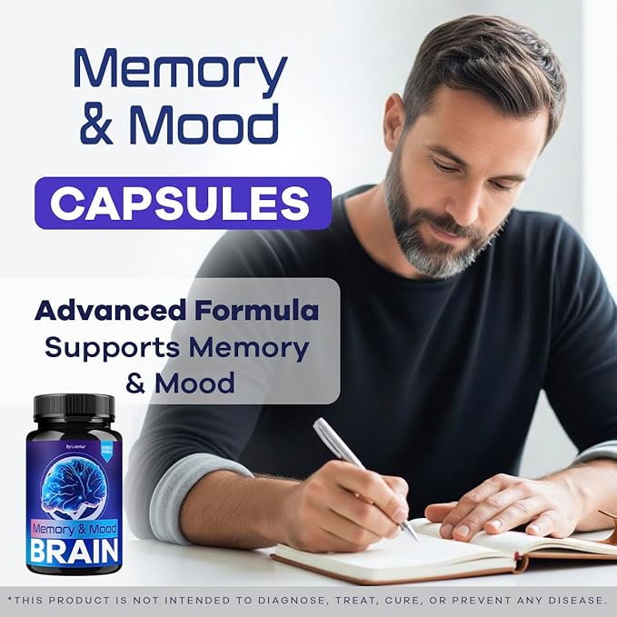 Memory Mood and Brain Capsules - Official Daily Support Brain Health Supplement Pills Advanced Formula Memory &amp Mood Brain &amp Memory Focus Reviews 60 Capsules for 1 Month