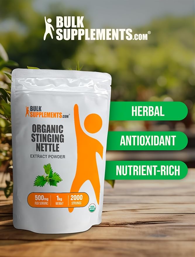 BulkSupplements.com Organic Stinging Nettle Extract Powder - Nettle Leaf Extract Herbal Supplement - Vegan &amp Gluten Free 750mg per Serving 1kg (2.2 lbs) (Pack of 5)