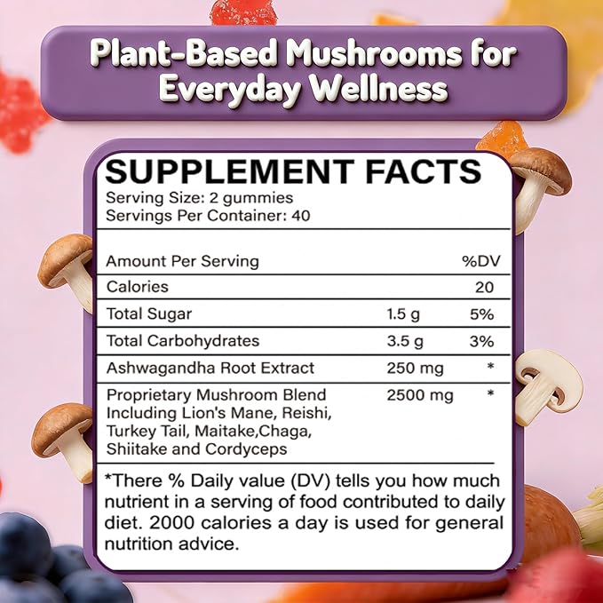 Mushroom Gummies Organic &amp Functional Mushroom Gummies Glow Fare Mushroom Gummies Supplement for ImmuneDefense Immune Boosts Cognitive Performance and Energy 80 Gummies (1PCS)