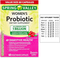 Spring Valley Women's Probiotic Dietary Supplement Vegetarian Capsules for Digestive Health Cranberry 60 Count Value Size + Daily Supplement Tracker Sticker