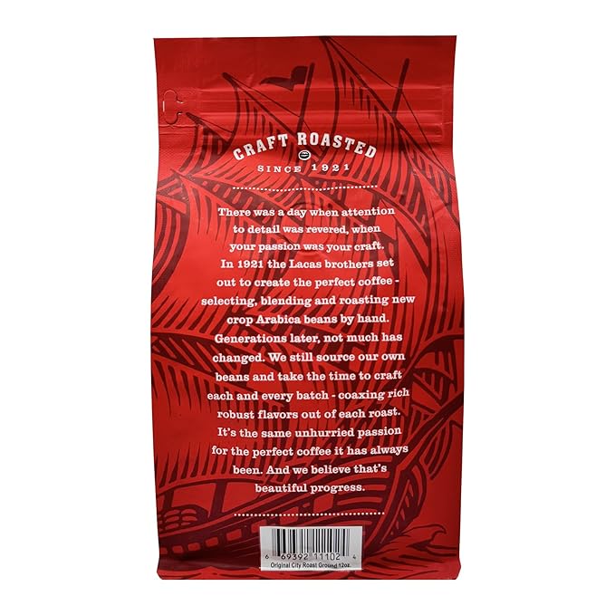 Lacas Coffee Company Medium Fine Ground Coffee 12oz Bag (2 bags Original City Roast)