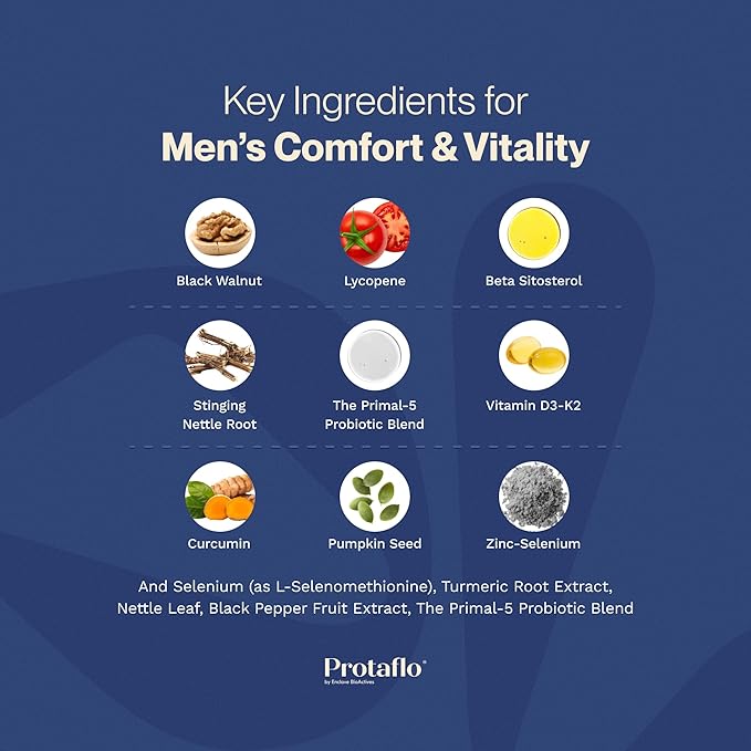Prostate Supplements for Men 2 Pack - Supports Urinary Flow &amp Bladder Control | Probiotics + Black Walnut Nettle Turmeric Lycopene Pumpkin Seed Vitamin D3 &amp K2 Zinc + Selenium 60 Caps