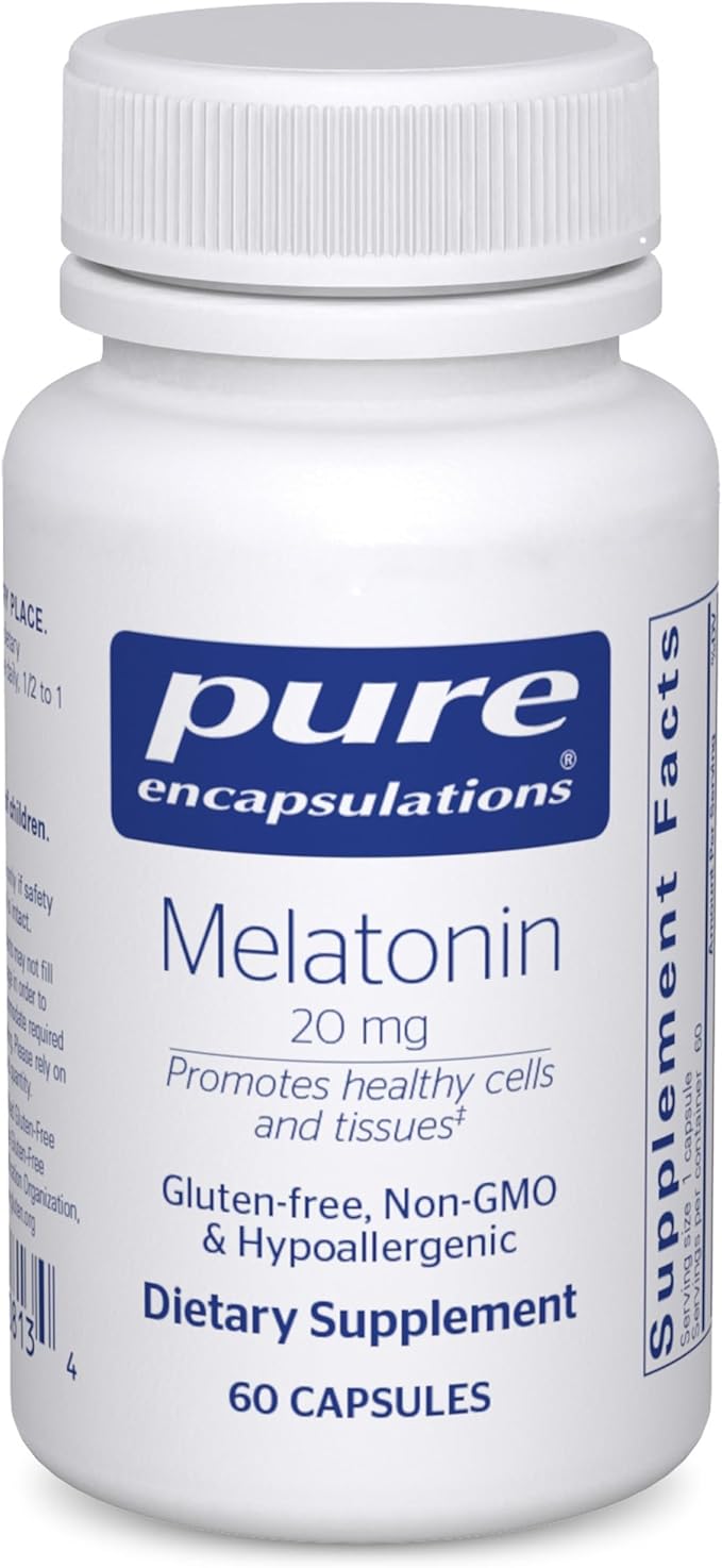 Pure Encapsulations Melatonin 20 mg - Not Intended for Sleep Support - for Immune System &amp Healthy Cells - 99.5% Purity Melatonin - Gluten Free &amp Non-GMO - 60 Capsules