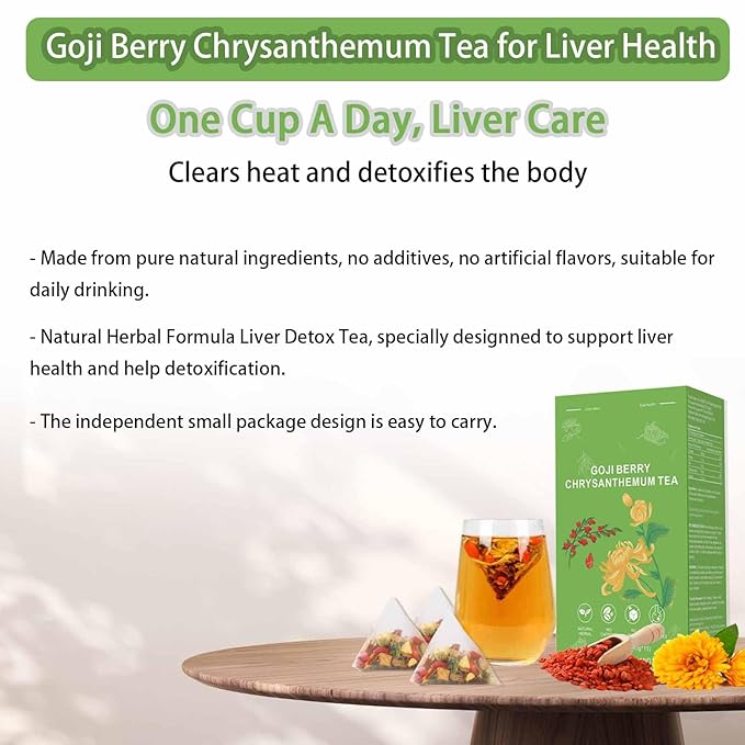 Goji Berry Chrysanthemum Tea Dandelion Wolfberry Tea for Liver Health Liver Detox Clear the Liver and Improve Eyesight 150g(1box15 Bags) (2)
