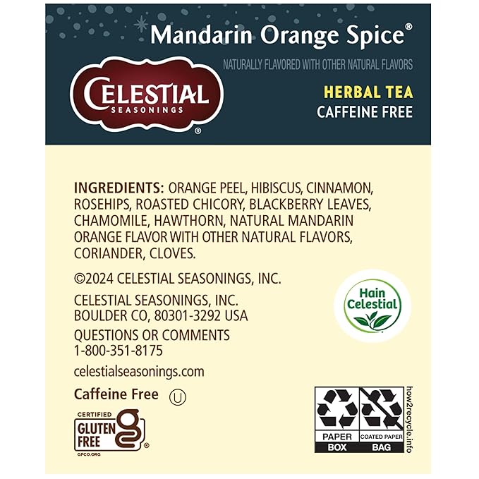 Celestial Seasonings Herbal Tea Mandarin Orange Spice 20 Count (Pack of 6)